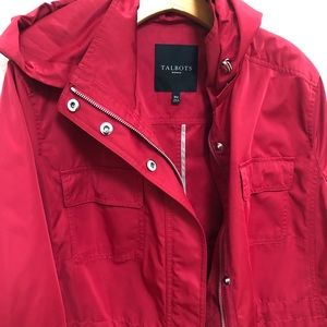 Talbots cherry red jacket with hood Sz 18w